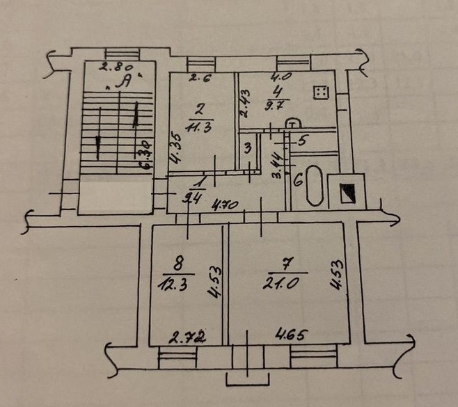 3-к. квартира, 72 кв. м., 3/5 эт.