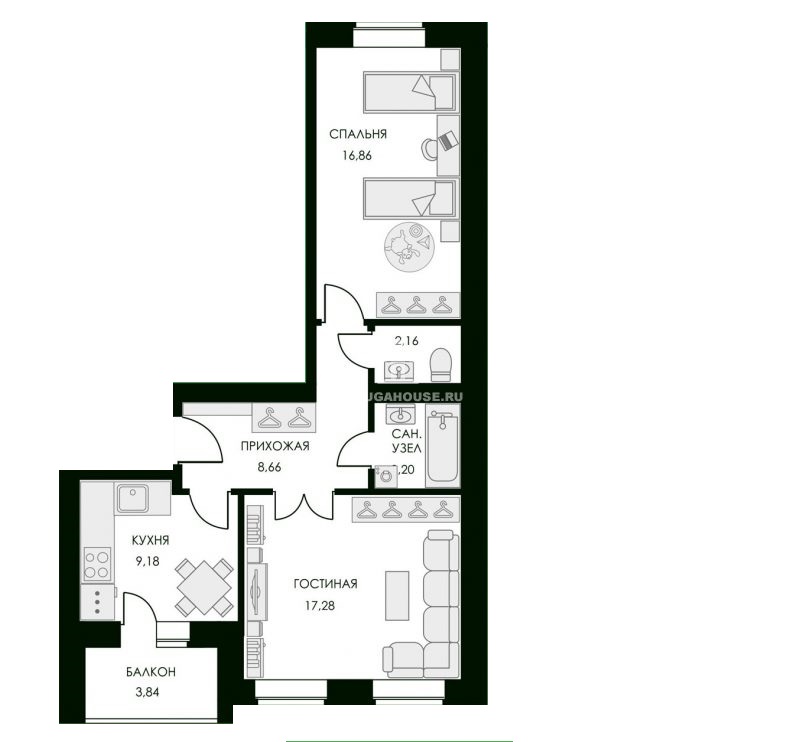 2-к. квартира, 58 кв. м., 1/3 эт.